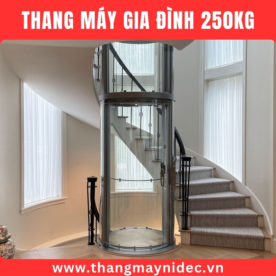 Thang máy 250kg hình tròn không hố pit